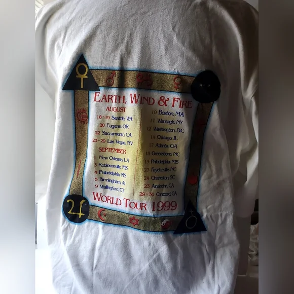 Vintage EARTH WIND & FIRE T Shirt Band Afro Pop XL. 1999 World Tour  NWOT - Picture 3 of 4